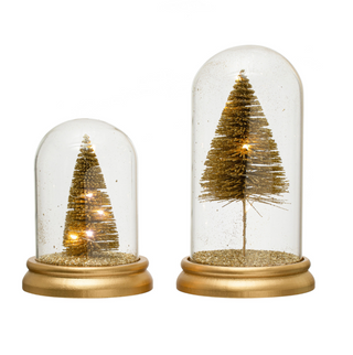 Glass Cloche with Bottle Brush Trees