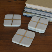 Square Marble & Brass Aperture Coasters