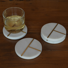 Round Marble & Brass Aperture Coasters