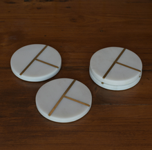 Round Marble & Brass Aperture Coasters