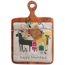 Holiday Cutting Board with Tea Towel