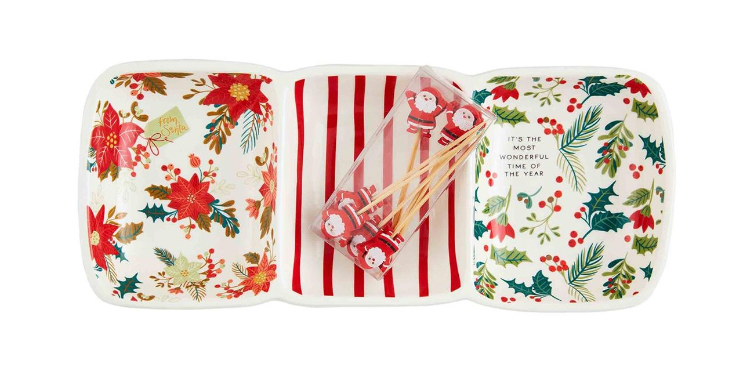 Christmas Pattern Stripe Dip & Toothpick Set