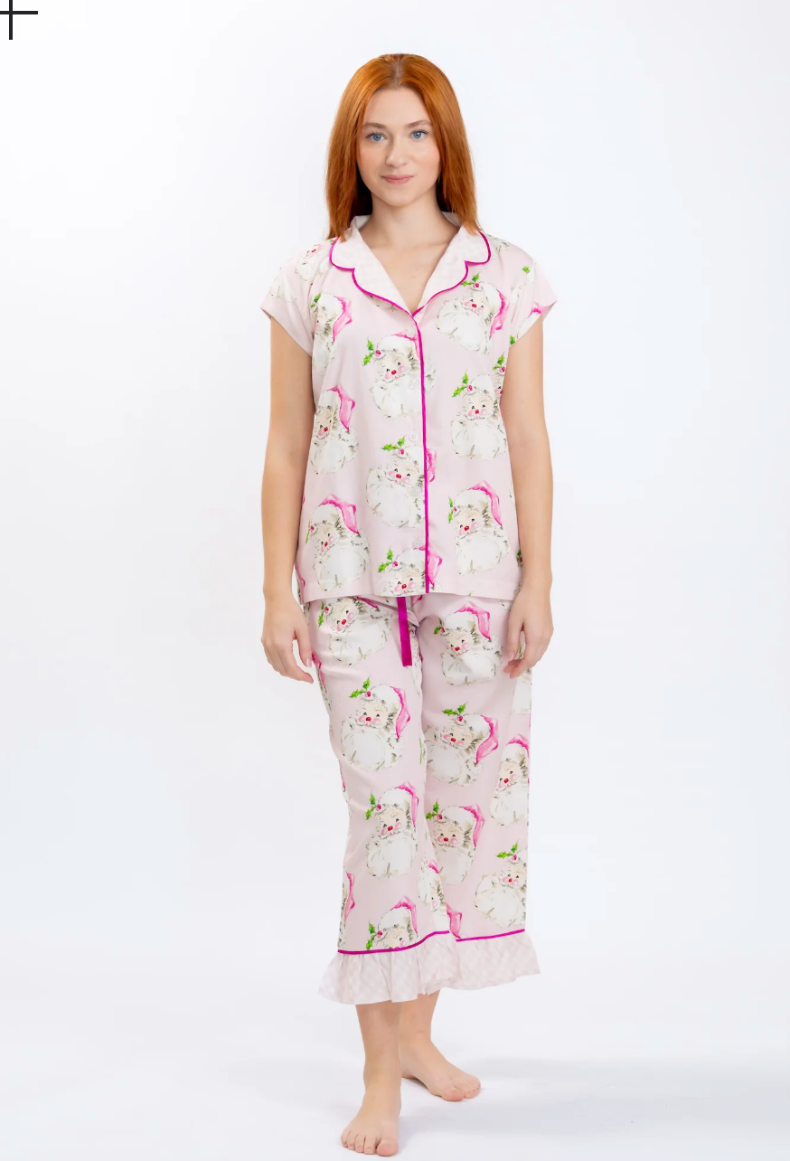 Jolly Santa Sateen Capri Pajama Set