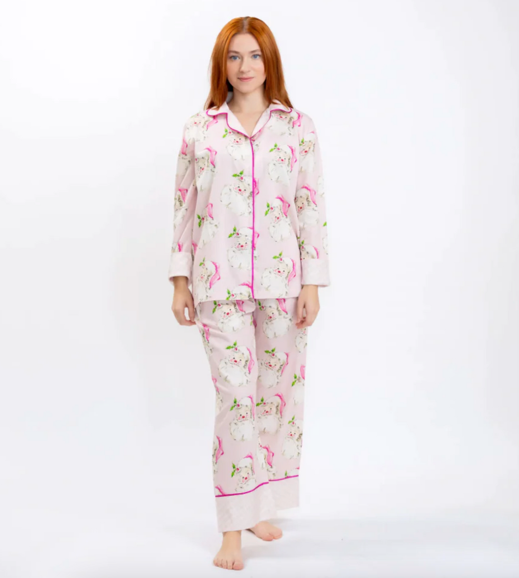 Jolly Santa Sateen Long Sleeve Pajama Set