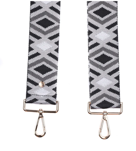 Black & Charcoal Diamond Purse Strap