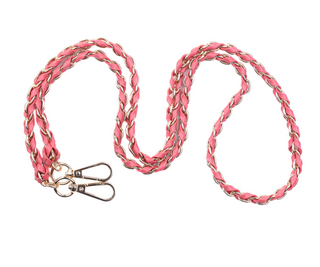 Gold Chain Pink Weave Purse Strap