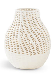 White Ceramic Basket Weave Vase