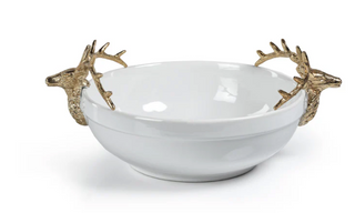 Aspen Ceramic Bowl w/ Gold Stagg Head Design