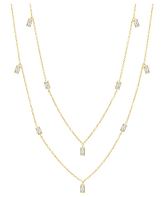 Prism Baguette 36" Necklace Finished in 18kt Yellow Gold