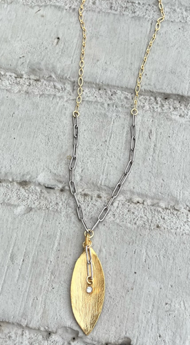 Gold Leaf Mixed Metal Necklace
