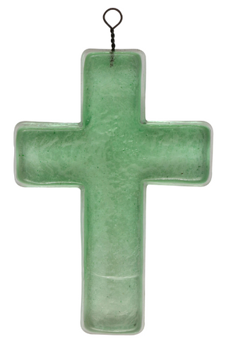 Recycled Glass Hanging Cross