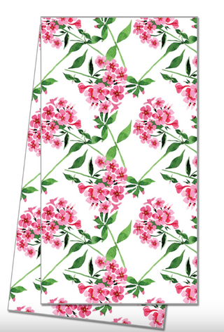 Pink Flowers Tea Towel