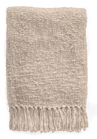 Cozy Cotton Boucle Throw with Fringe