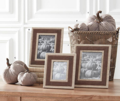 Tan Linen and Brown Leather Photo Frame