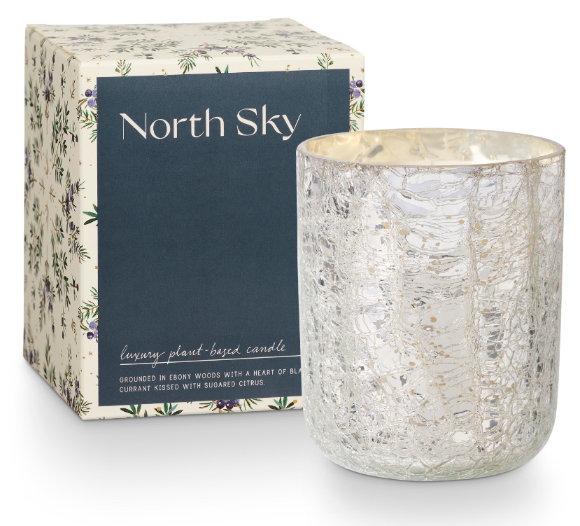 North Sky Small Boxed Crackle Glass Candle