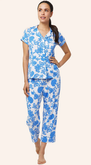 Chrysanthemem Pima Capri Pajama Set