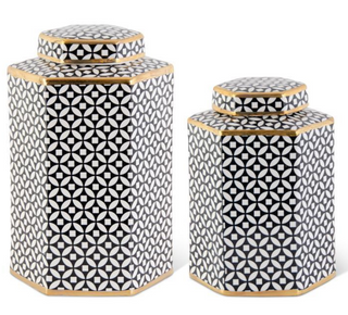 Black and White Diamond Lidded Jars