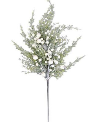 Snowy Cypress Pine Spray with Pearls