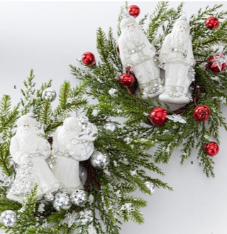 White and Silver Glass Santa Ornament