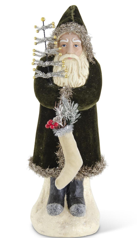 Santa with Coat Holding Tree