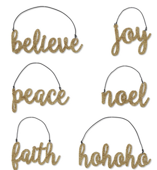 Glittered Holiday Message Ornaments