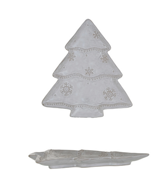 Stoneware Christmas Tree Shaped Plate