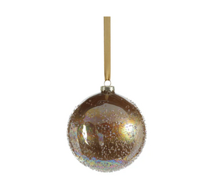 Golden Sugar Bead Luster Glass Ball Ornament