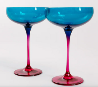 Estelle Teal and Fuchsia Colorblock Champagne Coupe