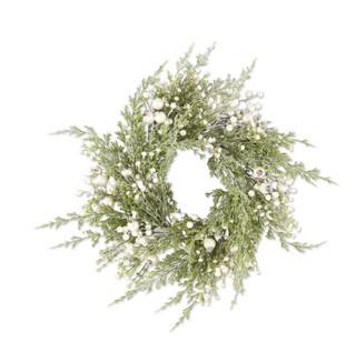 Snowy Cypress Pine Candle Ring/Wreath with Pearls