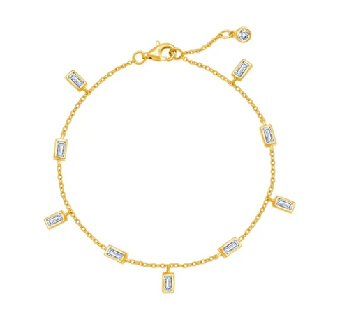 Baguette Anklet Finished in 18kt Yellow Gold