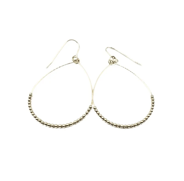 Gold-Filled Teardrop Beaded Hoop Waterproof Danglers