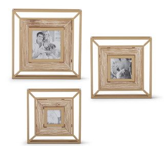 Gold Metal and Wood Modern Photo Frame