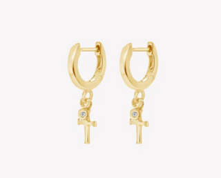 Calvary Cross Huggie Hoop Earrings