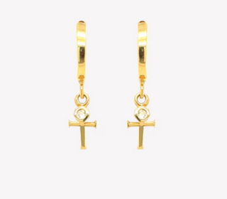 Calvary Cross Huggie Hoop Earrings