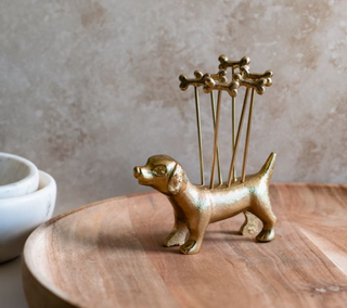 Gold Dog Toothpick Holder
