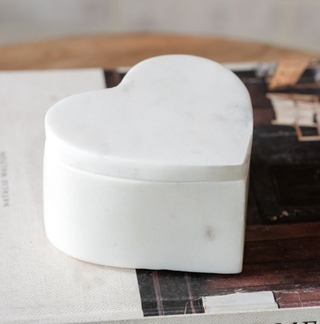 White Marble Heart Box