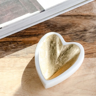 Gold Foil Marble Heart Dish