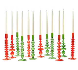 Christmas Hand-Blown Glass Taper Candlestick