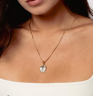 Mother of Pearl Cross Pendant Necklace