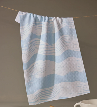 Geometry - Brushline Light Blue Tea Towel