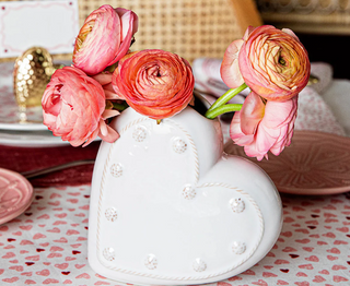 Berry and Thread Whitewash Heart Vase