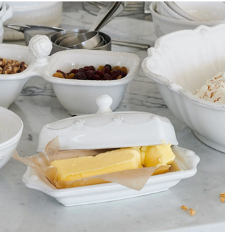 Berry and Thread Whitewash Butter Dish