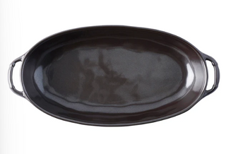 Pewter Stoneware 15.5" Shallow Baker