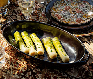 Pewter Stoneware 15.5" Shallow Baker