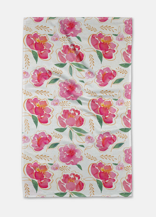 Geometry - Pink Peony Tea Towel
