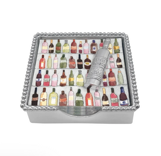 Wine Bottle Beaded Napkin Box Set