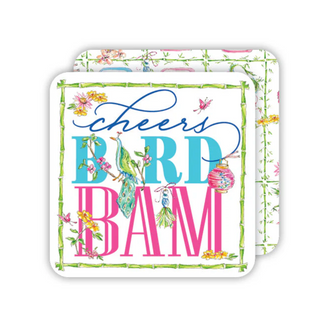 Cheers Bird Bam Green Bamboo Mahjong Square Coaster