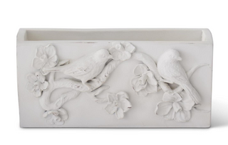 White Resin Rectangular Bird Container