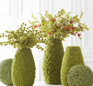 Green Flocked Ball Stem