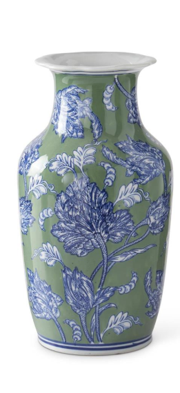 Floral Ceramic Vases - Blue, Green & White